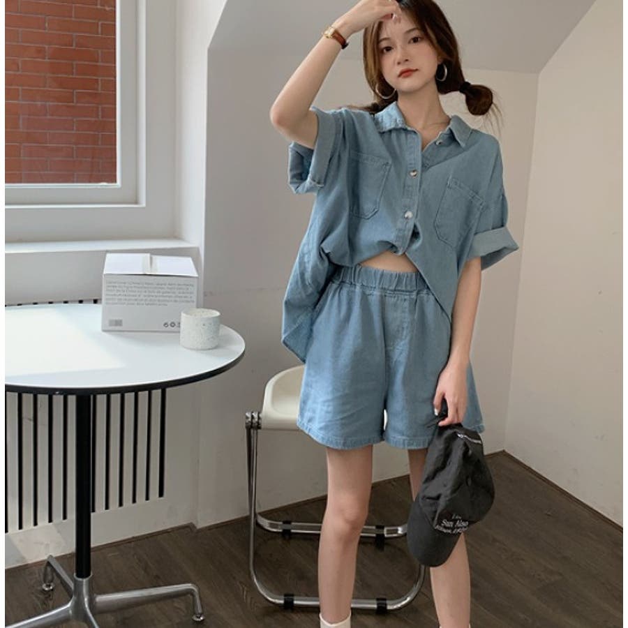 デニムシャツ＋ショートパンツ セットアップ【韓国ファッション】[品番：ZJ000017723]｜Girly  Doll（ガーリードール）のレディースファッション通販｜SHOPLIST（ショップリスト）