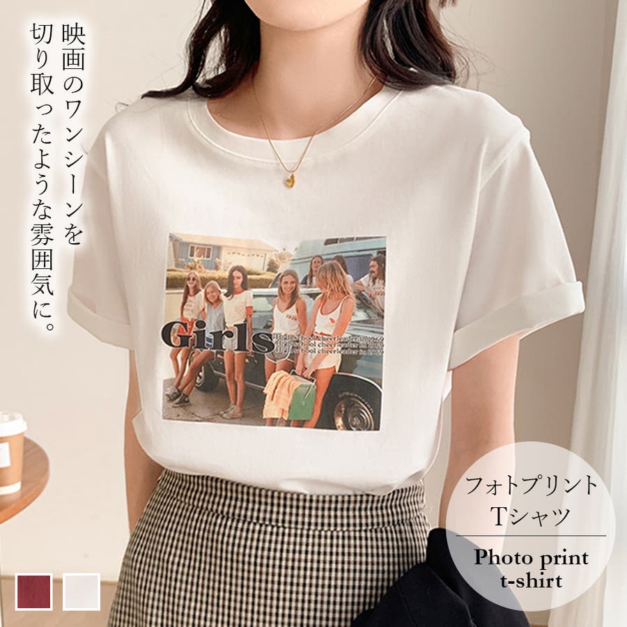 フォトプリントTシャツ【韓国ファッション】[品番：ZJ000017594