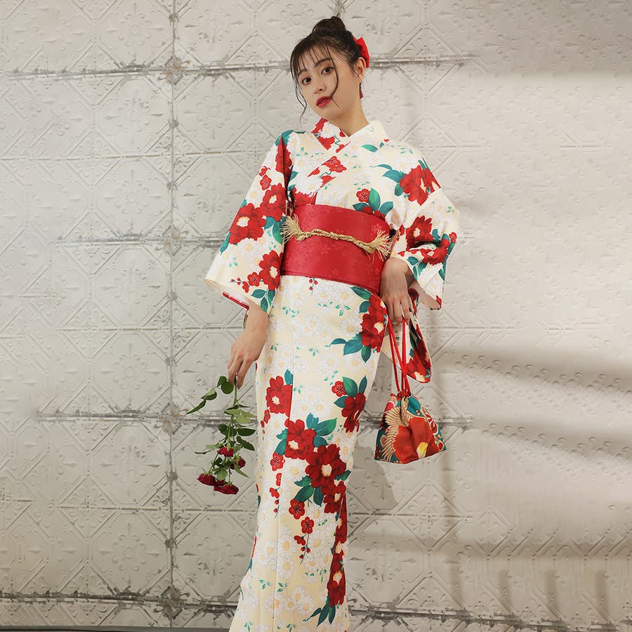 付け下げ 辻ヶ花 花影 椿 桔梗 リーフ 着物 113a d