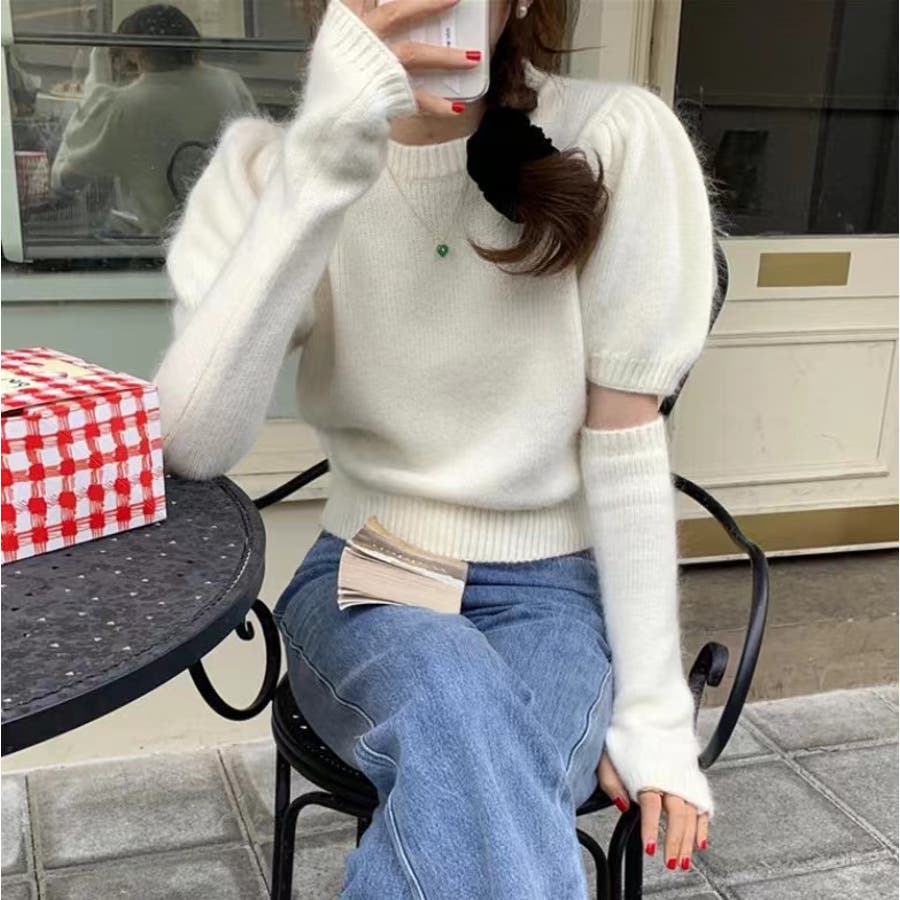 【正規品】d.i.a. 星条旗柄 アームウォーマー ニット　トップス 正規品】d.i.a. 星条旗柄 アームウォーマー ニット トップス 正規品