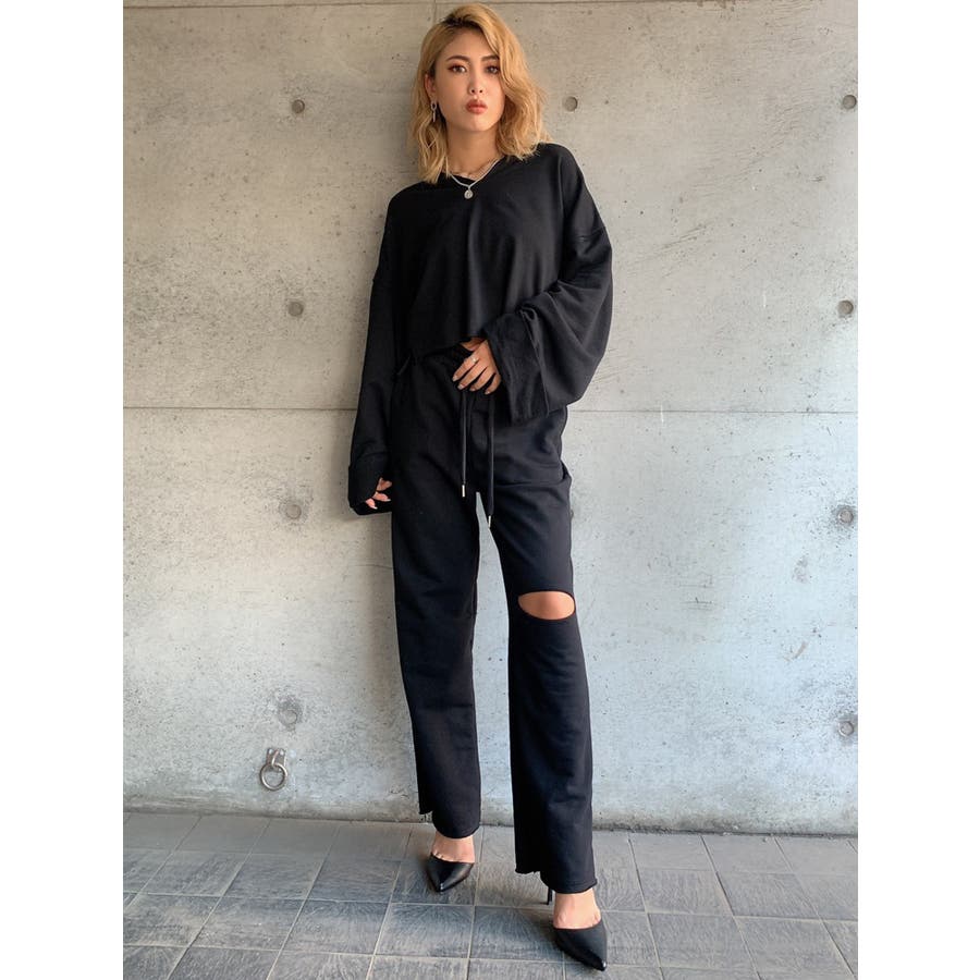 スラッシュ入りスウェットパンツ