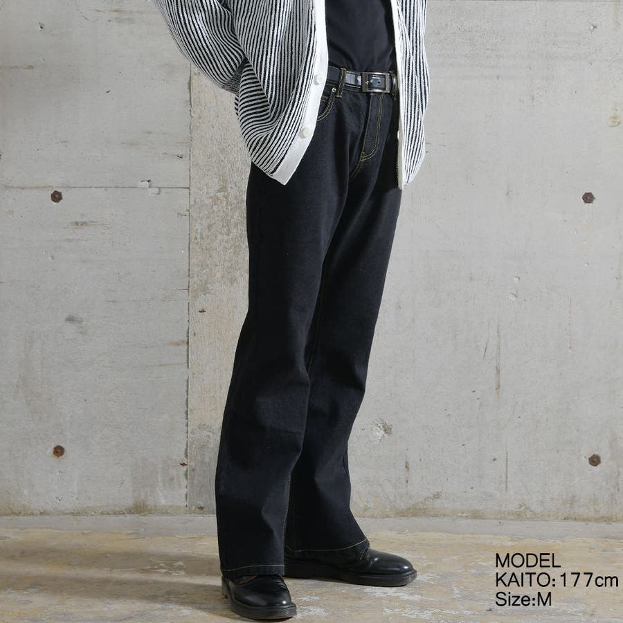 商品画像：bernings sho デニムパンツ ブラック 総柄 フレア メンズ M相当 4