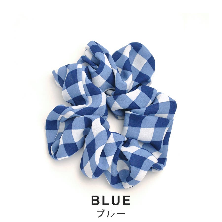 ギンガムチェック柄シュシュ ヘアアクセサリー ヘアゴム[品番
