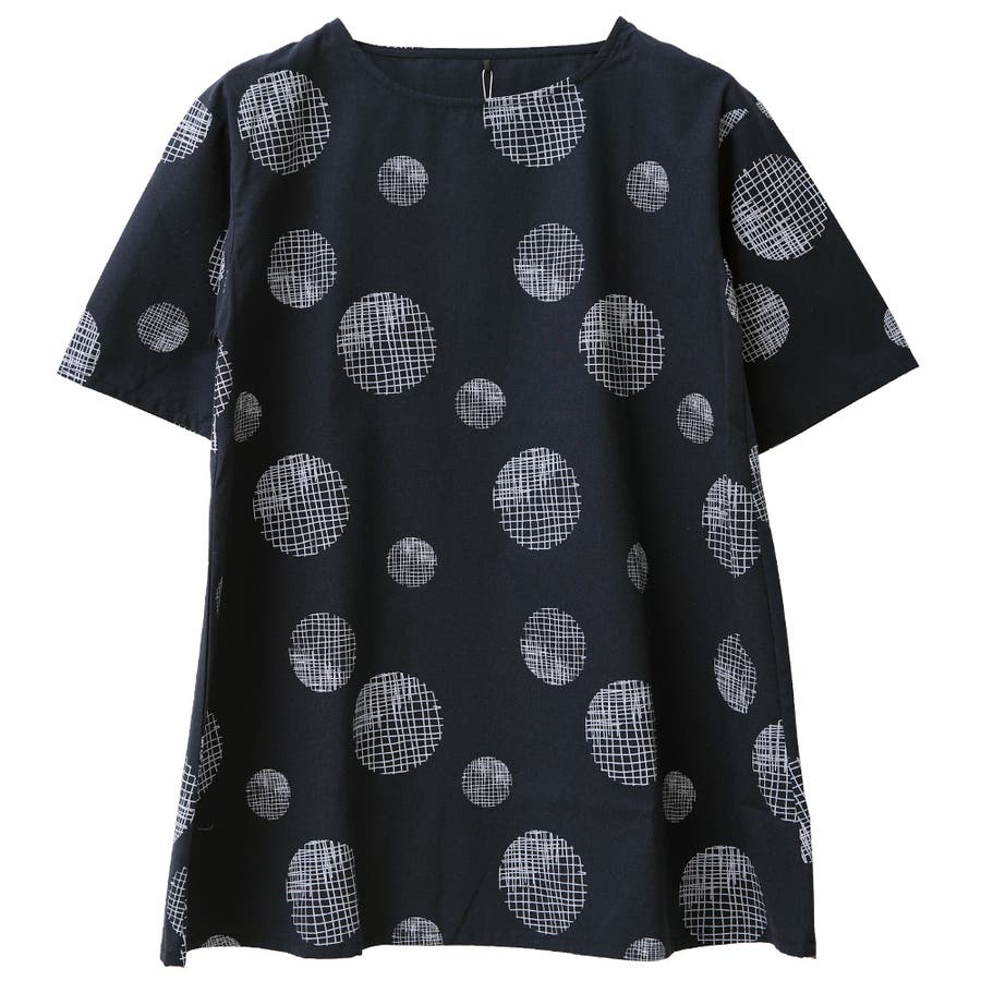 かすれドット柄 Aラインチュニックワンピース[品番：FNBW0000395
