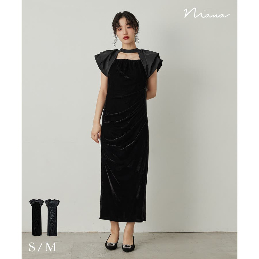 niana ニアナ ドレープベロアドレス[品番：FT000009887]｜Fashion  Letter（ファッションレター）のレディースファッション通販｜SHOPLIST（ショップリスト）