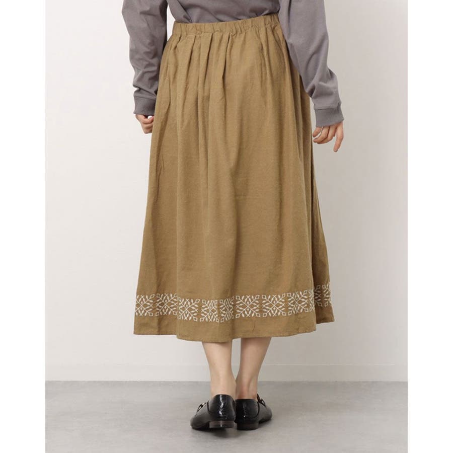 【Samansa Mos2】裾刺繍ギャザースカート[品番：FINW0002386