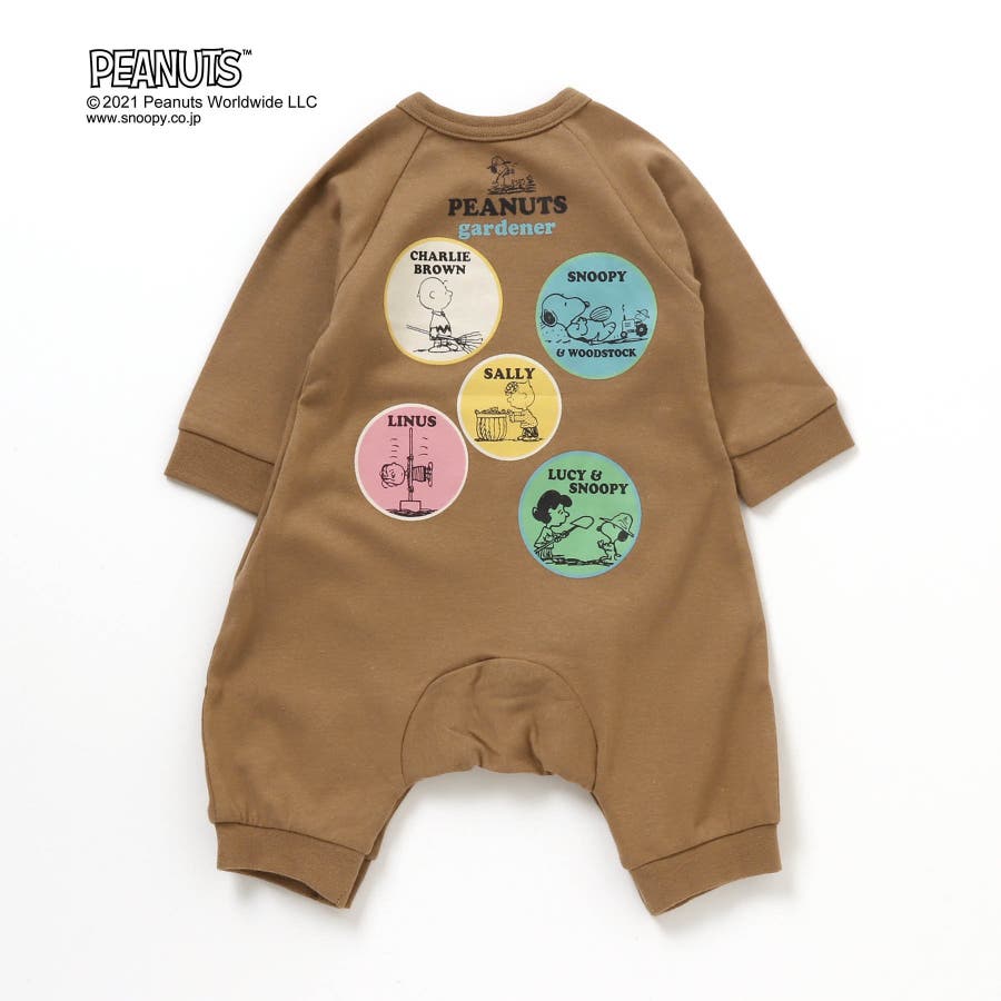 (PEANUTS) オーバーオール PEANUTS ガーデンワッペン風リンクカバーオール(スヌーピー