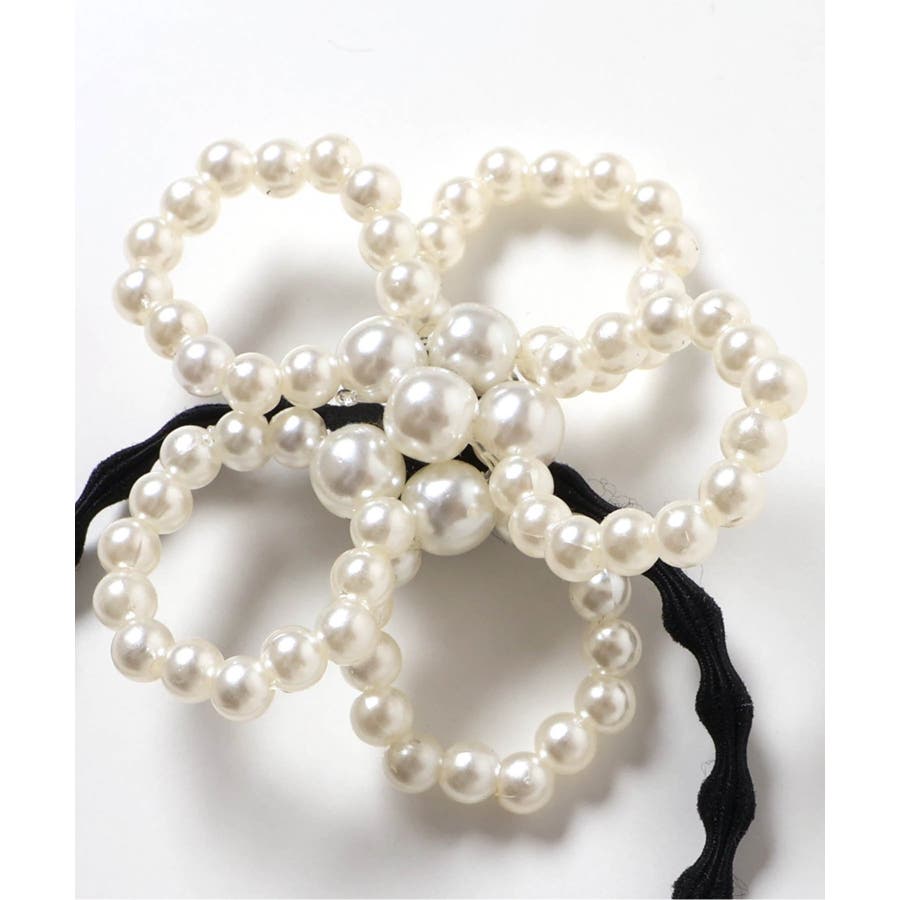 【レア・未使用】アンリークイール　フラワー　ヘアゴム　オミノ　ビーズ Cream dot. 【全品送料無料⇒7月21日23：59迄】ヘアゴム 大人っ