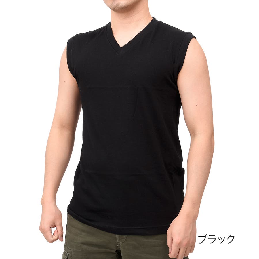 福助 公式 メンズ fukuske FUN Vネック スリーブレス Tシャツ[品番