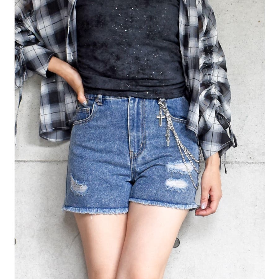 チェーンツキデニムショートパンツ[品番：TRNW0001839]｜FUN（ファン