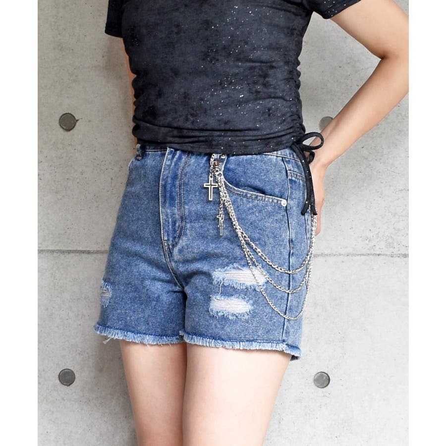 チェーンツキデニムショートパンツ[品番：TRNW0001839]｜FUN（ファン