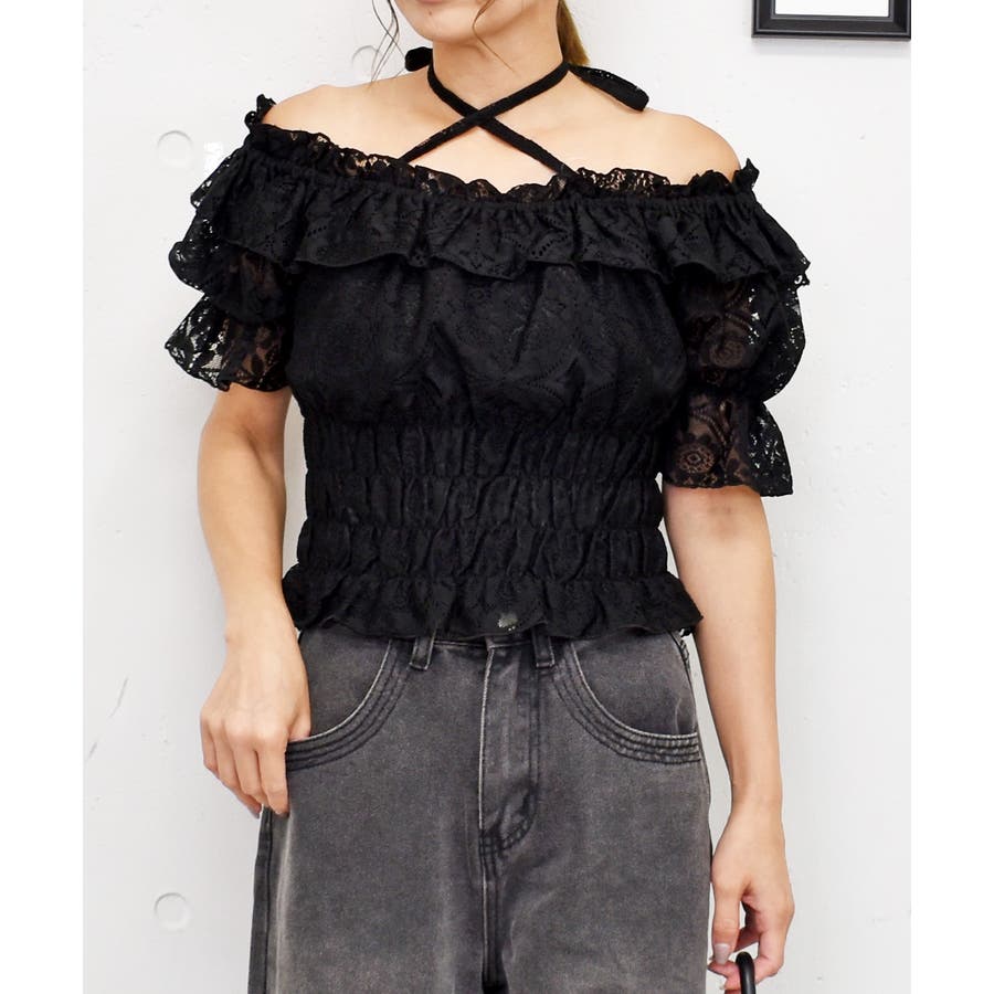 レースオフショルブラウス[品番：TRNW0001882]｜FUN（ファン）の