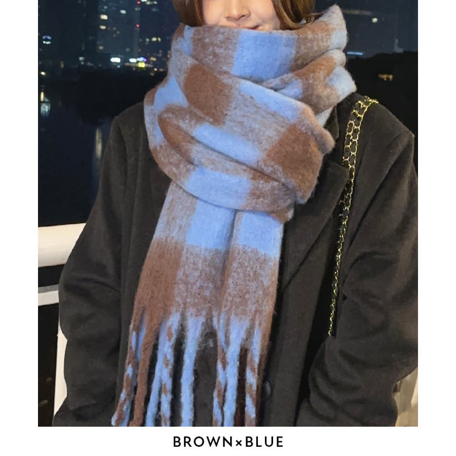 大判が女性らしくてカワええ～◎やわらかシャギーチェックビッグ  