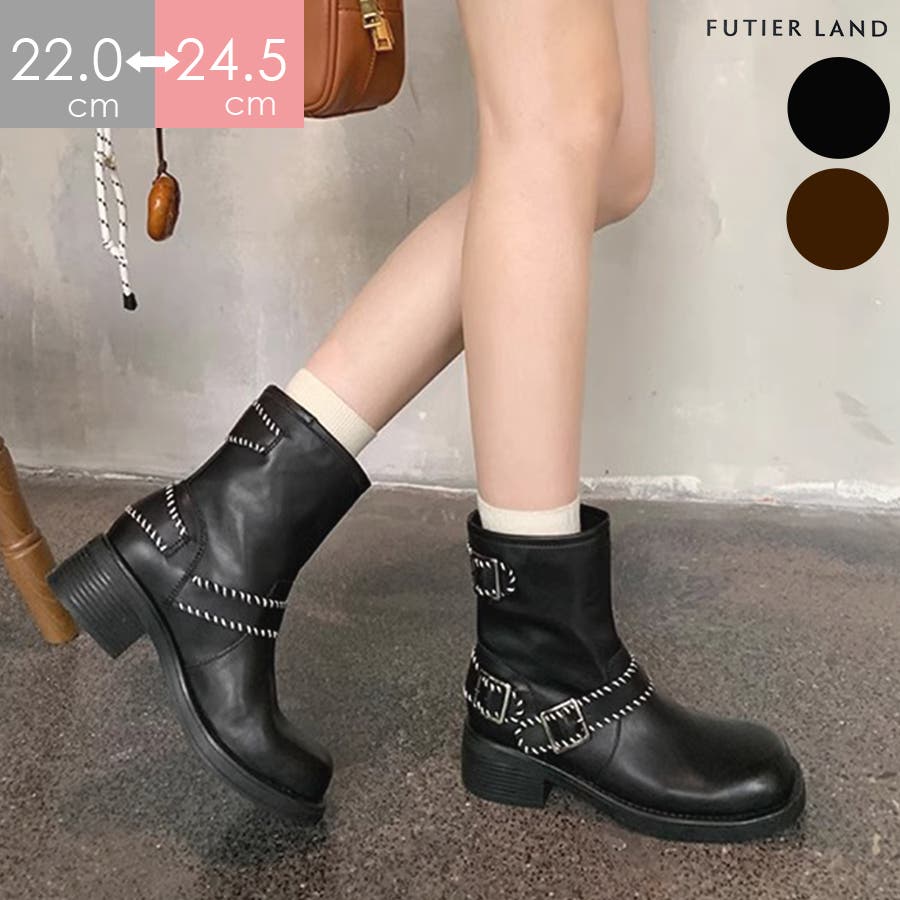 オシャレは足元から。ステッチデザインエンジニアショートブーツ