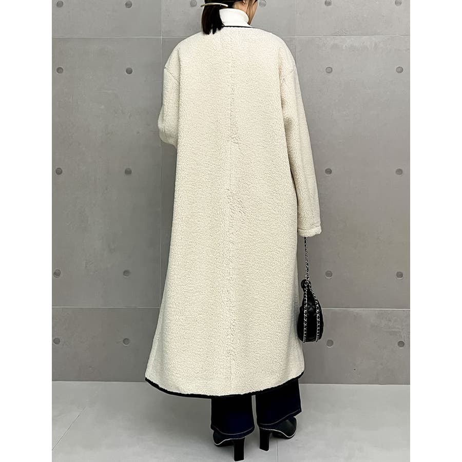 低身長サイズ有]パイピングビットボアロングコート[品番