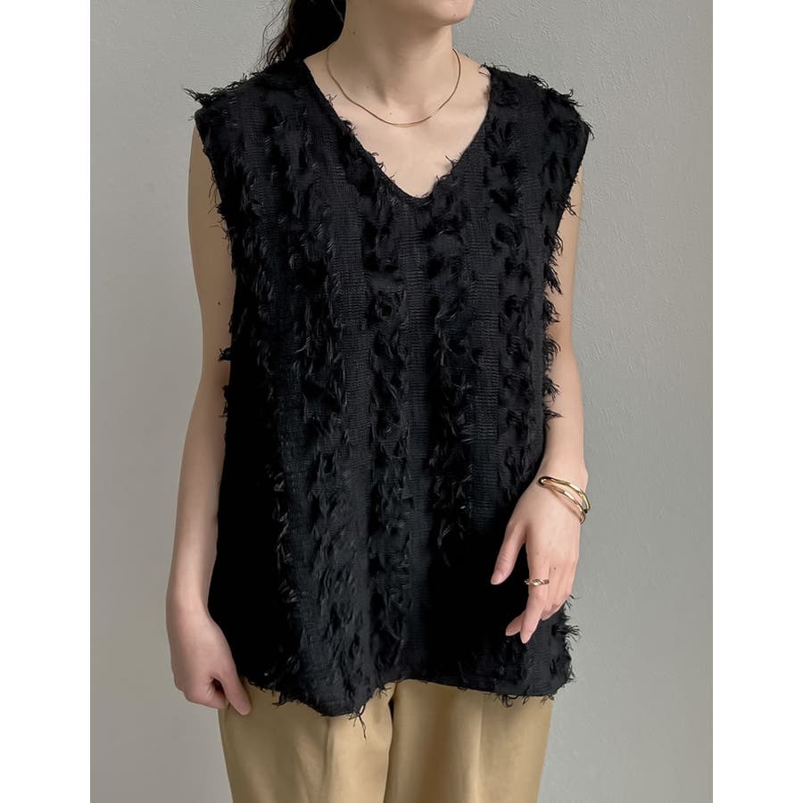 2024 SUMMER COLLECTION]フリンジノースリーブトップス[品番 