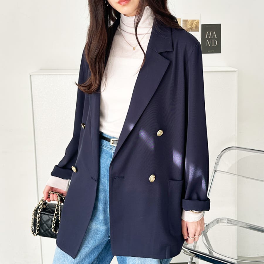 最終値下げ❗GIGI⭐️ジャケット44❗DEGASネイビー⭐️金ボタン