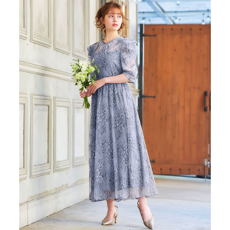 結婚式・お呼ばれ対応 | レース切替フレアワンピース