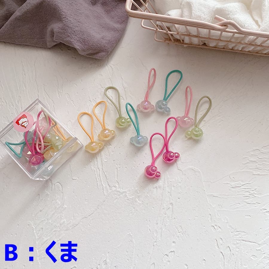 6バリエーション ケース入りオーロラヘアゴム10個入 8482[品番
