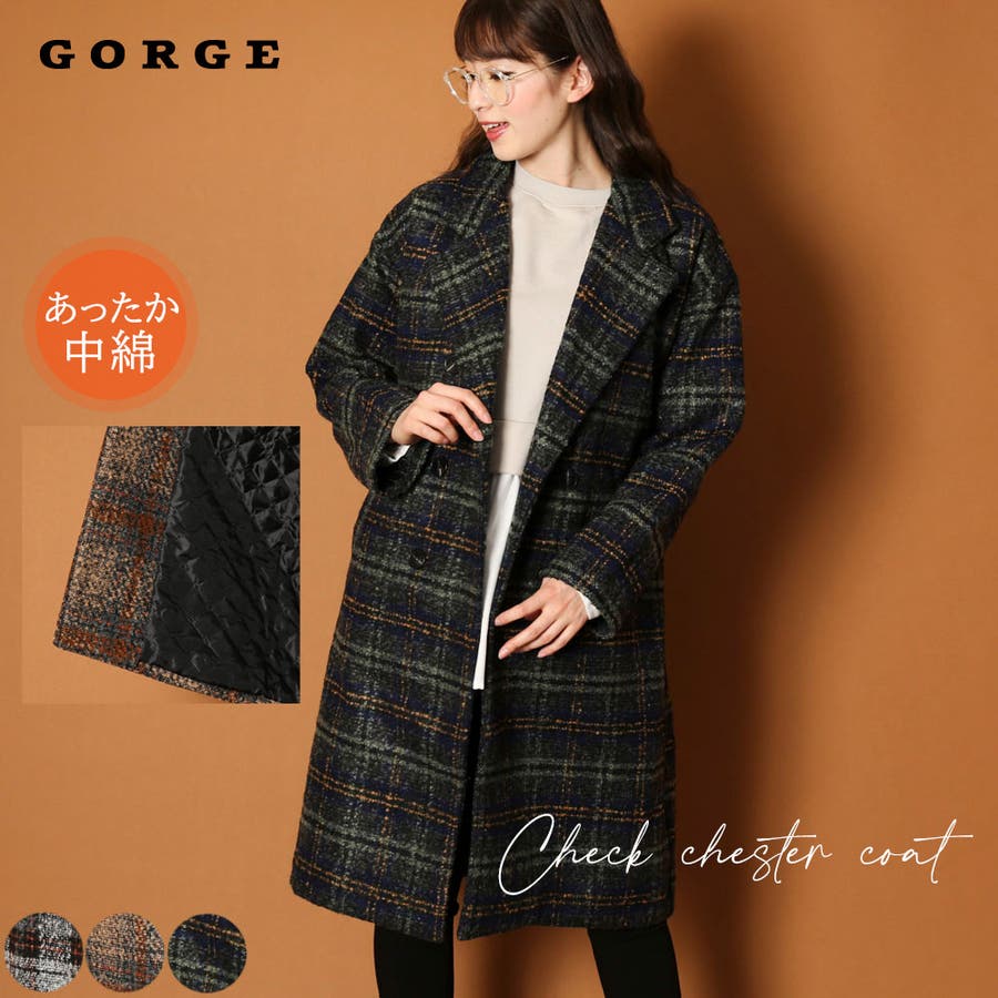 ロングチェックダブルチェスターコート 品番 Gorw Gorge ゴージ のレディース ファッション通販 Shoplist ショップリスト