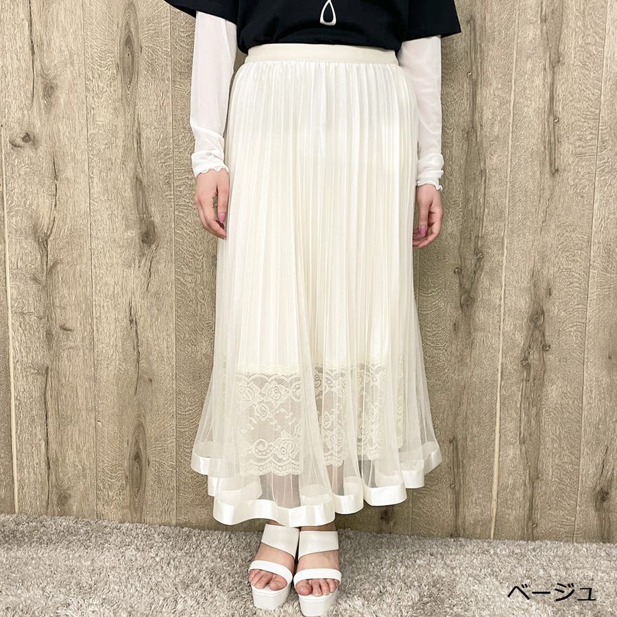 贅沢品 サテンレースプリーツスカート[品番：GORW0007755]｜GORGE Mサイズ