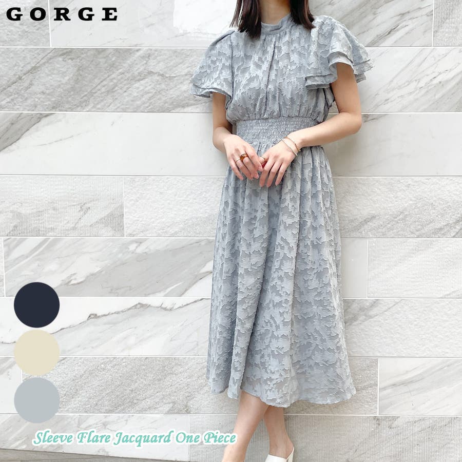 袖フレアジャガードワンピース[品番：GORW0007729]｜GORGE