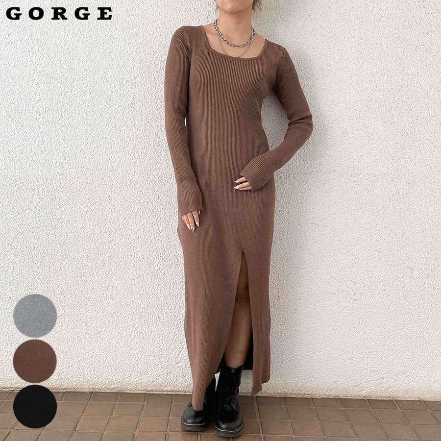 超歓迎 リブニットロングスリットワンピース[品番：GORW0008179]｜GORGE Mサイズ