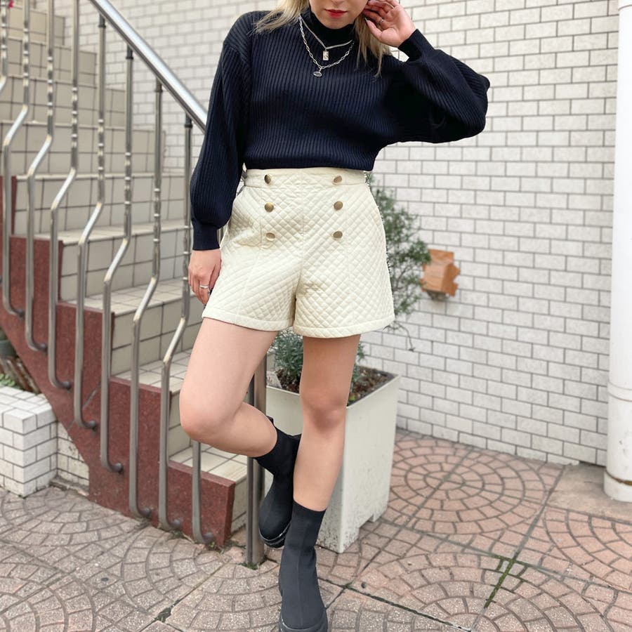 ベロアキルティングショートパンツ