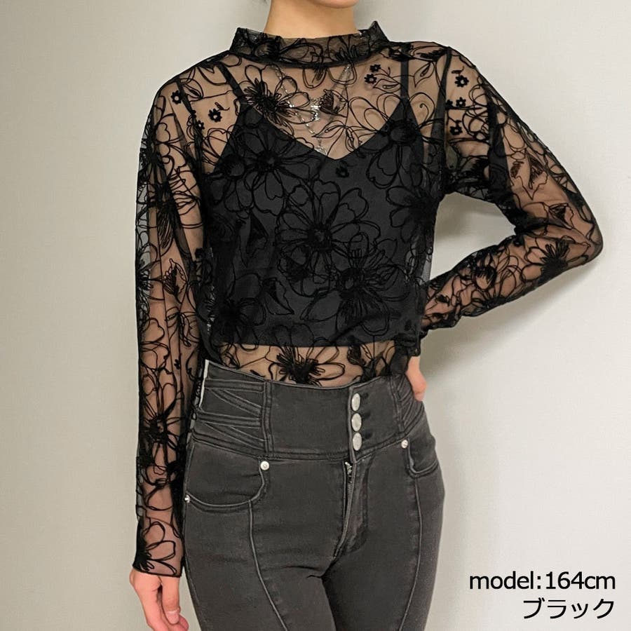 上質で快適 フロッキー花柄シアーTOPS[品番：GORW0008472]｜GORGE トップス