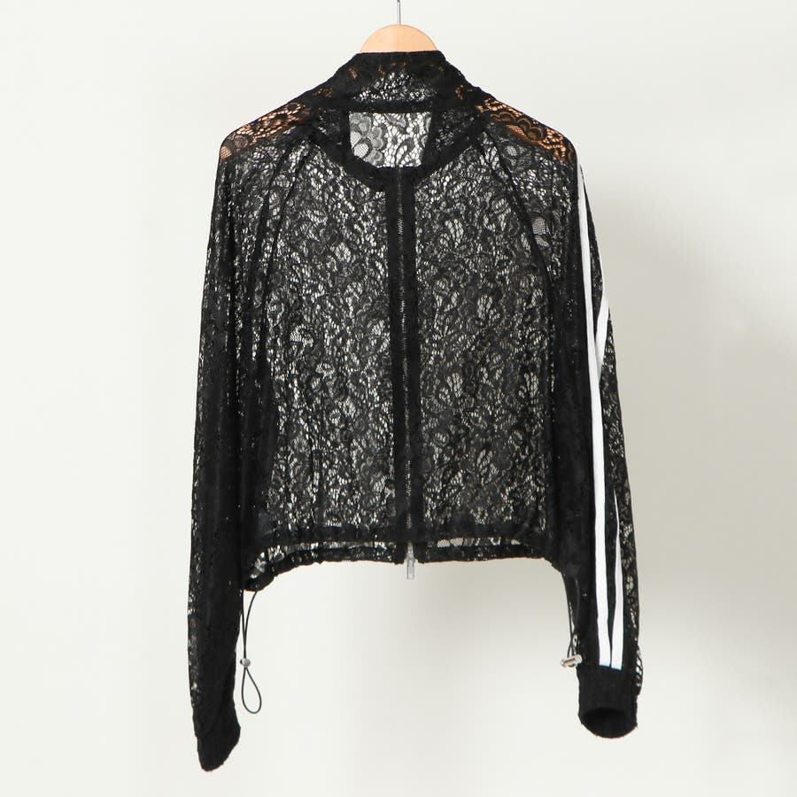 RISLEY リズレー ジップアップ レースブルゾン ブラック花柄 黒 レースラインブルゾン[品番：GORW0009149]｜GORGE （ゴージ