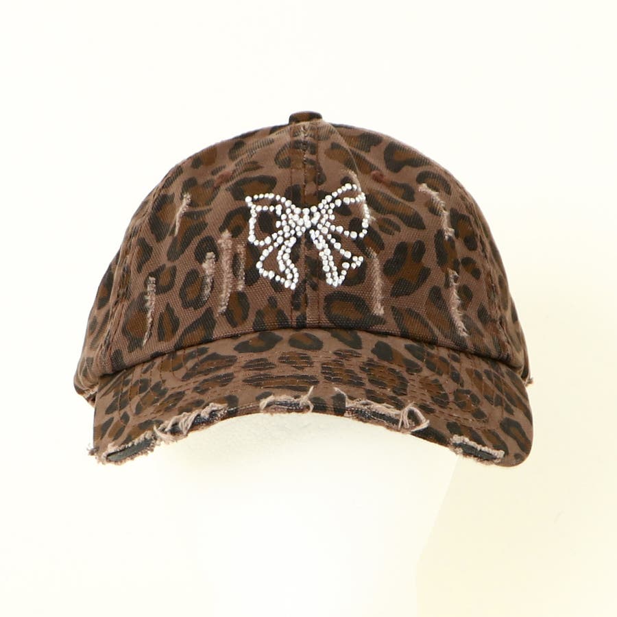 りぼんラインストーンヒョウ柄CAP[品番：GORW0009485]｜GORGE