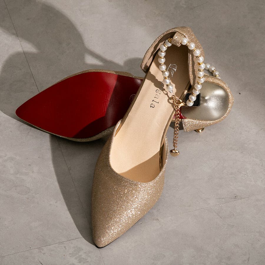 ⭐PRADA⭐ゴールドグリッターバックストラップパンプスヒール