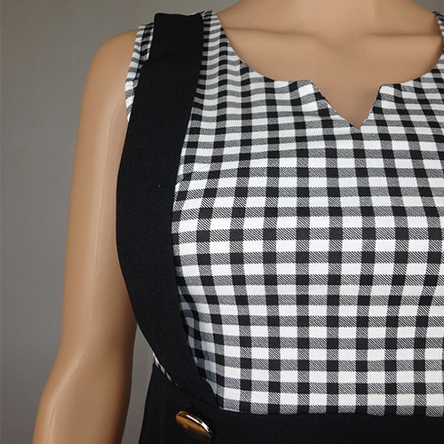 Black Checkered Dungaree Dress