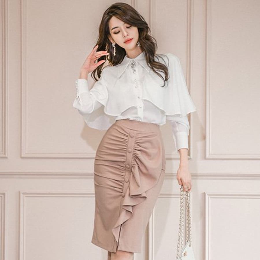 ケープ風トップスとフリルスカートのツーピース ドレス 品番 Gxaw Graxia グラシア のレディースファッション通販 Shoplist ショップリスト