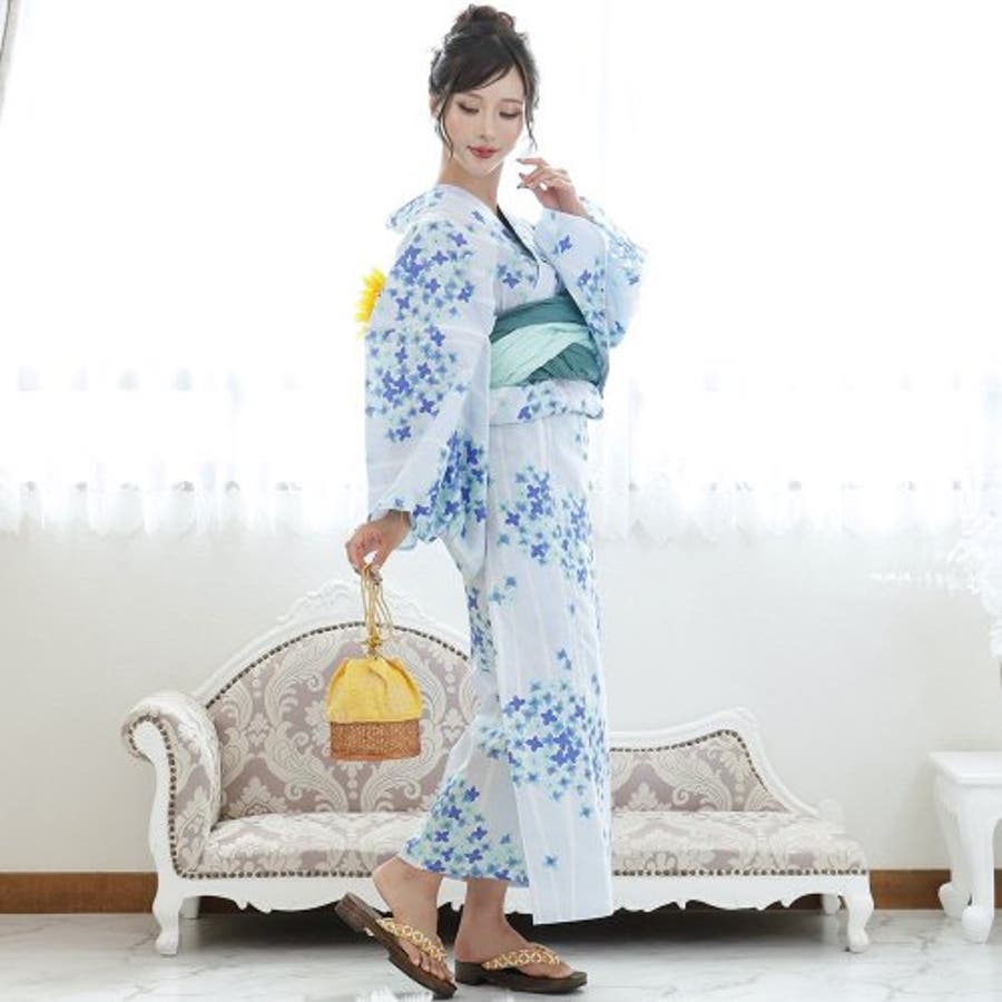 浴衣レンタル | 【IKS COLLECTION】白地に青紫陽花 | hataori