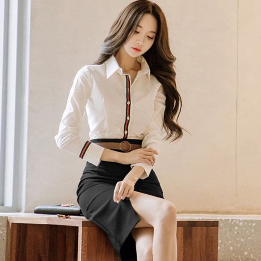 ウエストマークベルト付きスリットタイトスカート(SKIRT)[品番 ウエストマークベルト付きスリットタイトスカート(SKIRT)[品番
