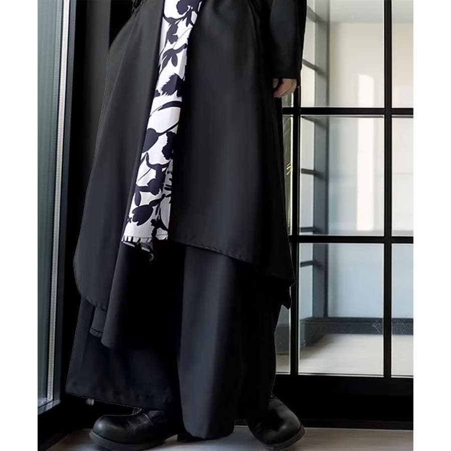 ルーズシルエット ワイドパンツ レイヤード ドレープ 袴 パンツ[品番