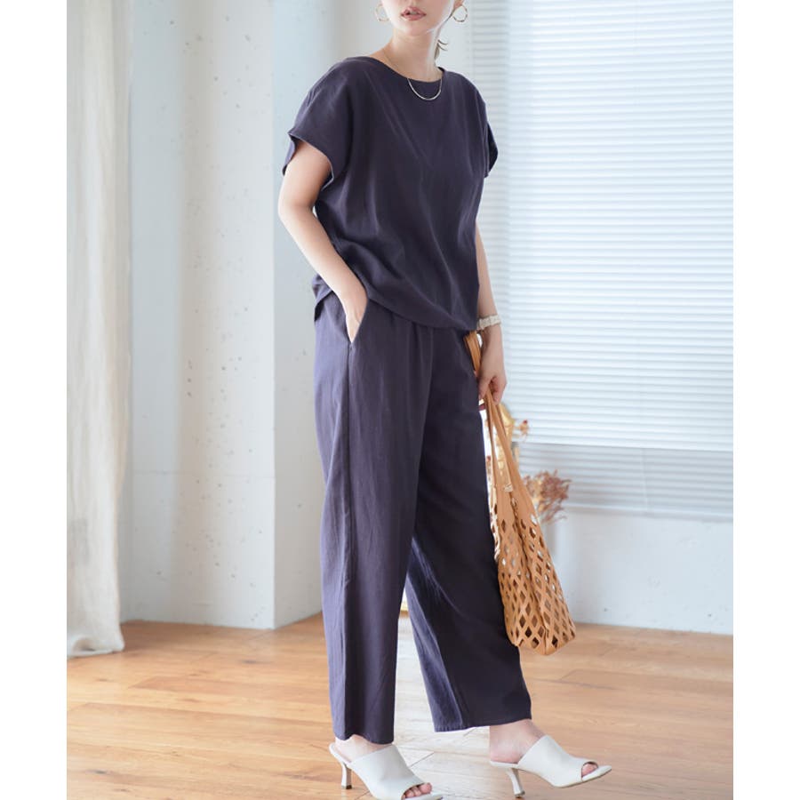 リネンブレンドパンツセットアップ セットアップ レディース