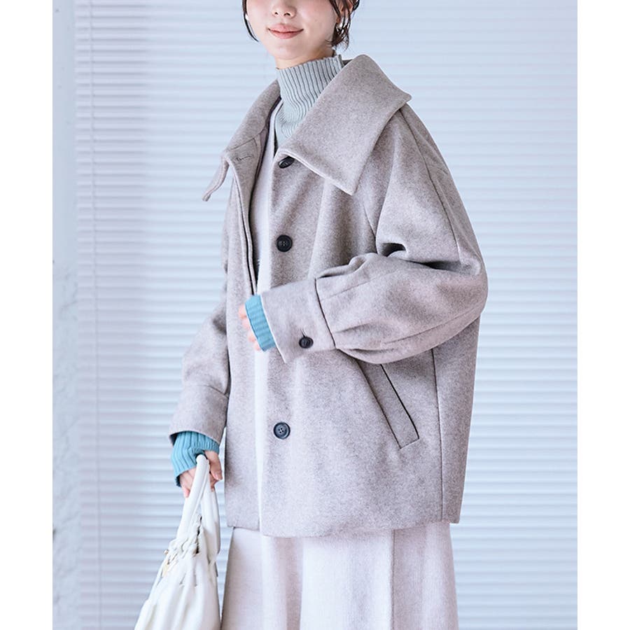 ふるさと納税 ビッグカラーハーフコート アウター レディース[品番 ジャケット・アウター