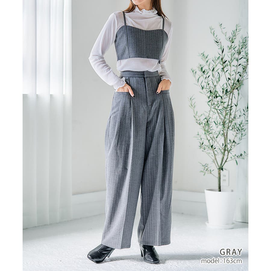 ピンストライプワイドタックパンツ ボトムス パンツ[品番