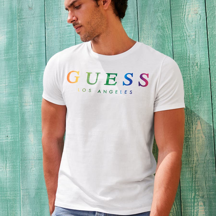 [GUESS] RAINBOW OMBRE LOGO TEE