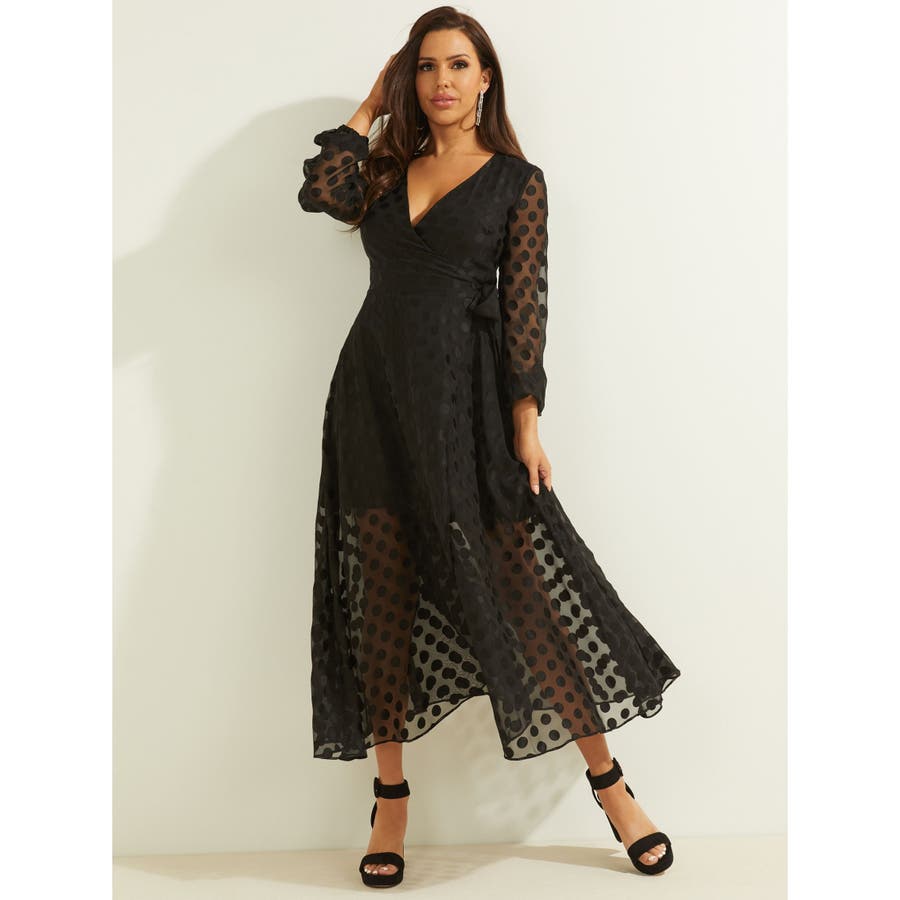 GUESS] Bertha Long-Sleeve Wrap Dress[品番：GUEW0005116]｜GUESS