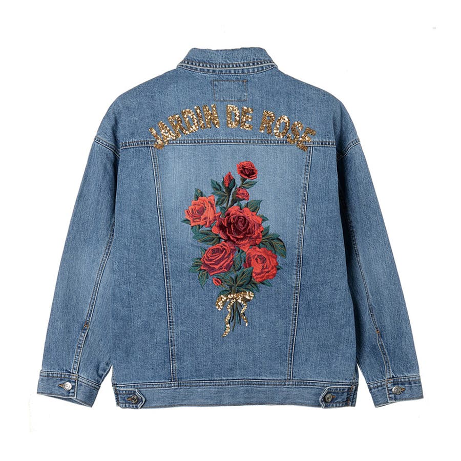 [GUESS] ROSE EMBROIDERY DENIM JACKET