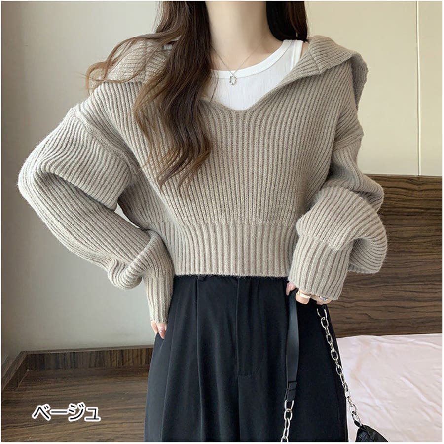 ニット トップス Vネック[品番：HNAW0003907]｜HANAHANA