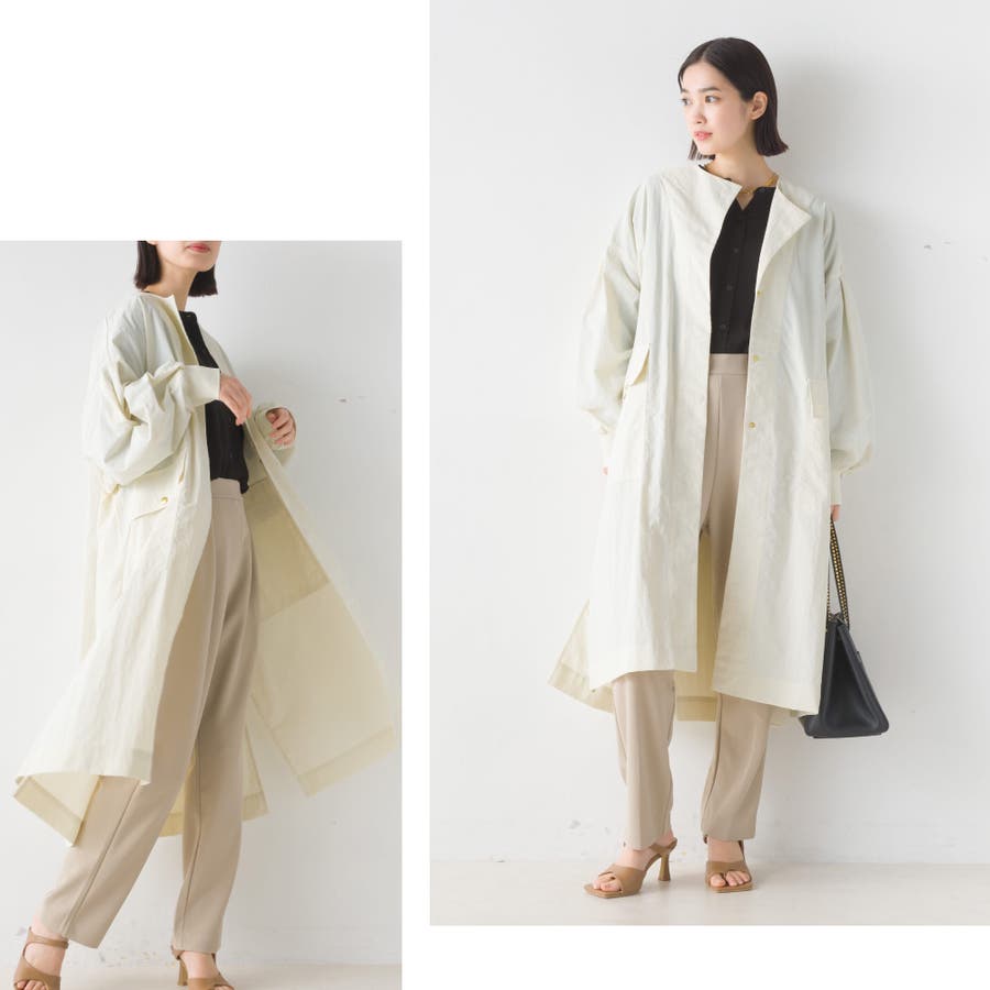 OMNES】ナイロン撥水加工ビッグポケットノーカラーアウター[品番