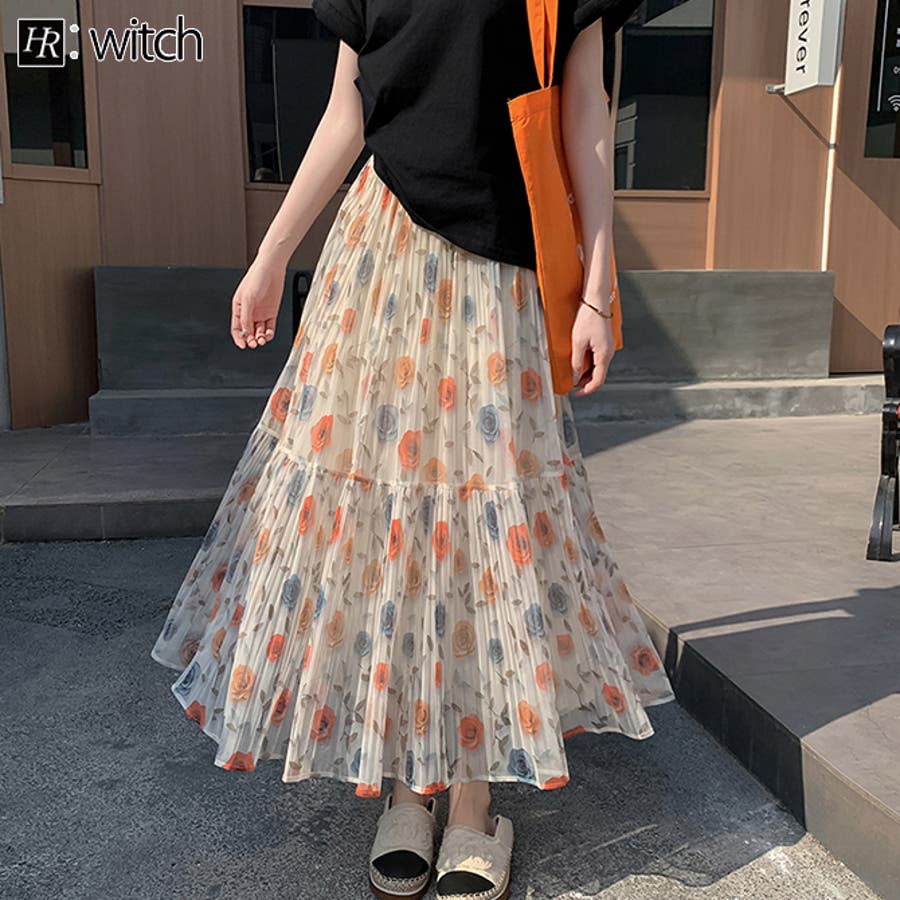 花柄落ち感チュールプリーツスカート[品番：HERW0005738]｜WITCH