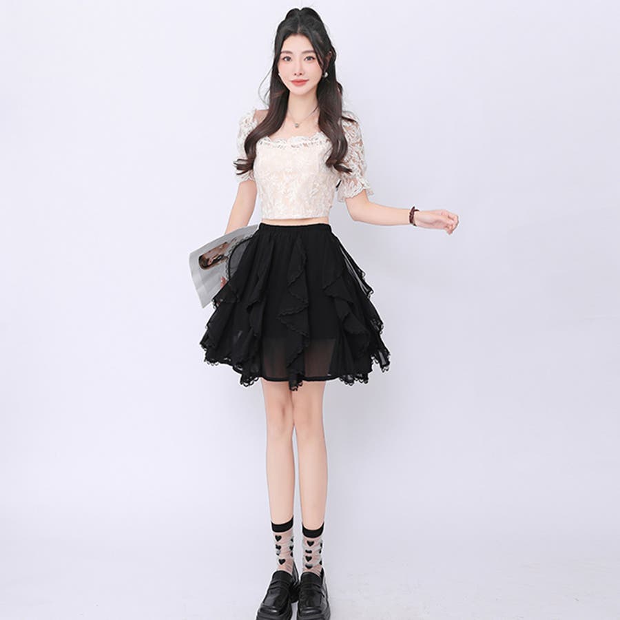 種類豊富な品揃え ふんわり揺れラッフルミニスカート[品番：HERW0005757]｜WITCH スカート
