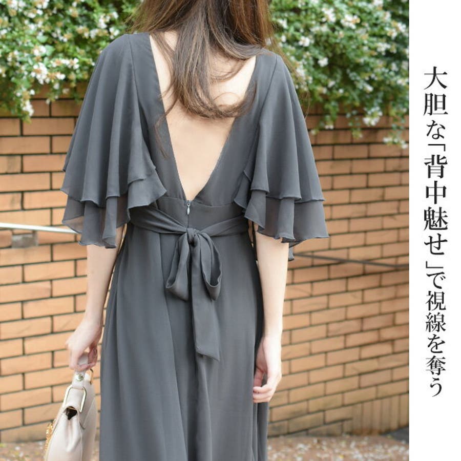人気が高い  ワンピース レディース フリル 大きめ 膝丈 シフォンワンピース ワンピース