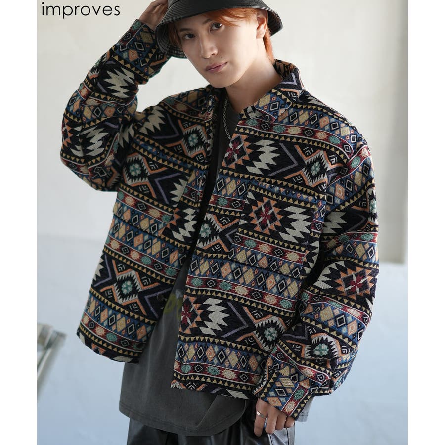 シャツジャケット メンズ ネイティブ柄[品番：IP000006855]｜improves
