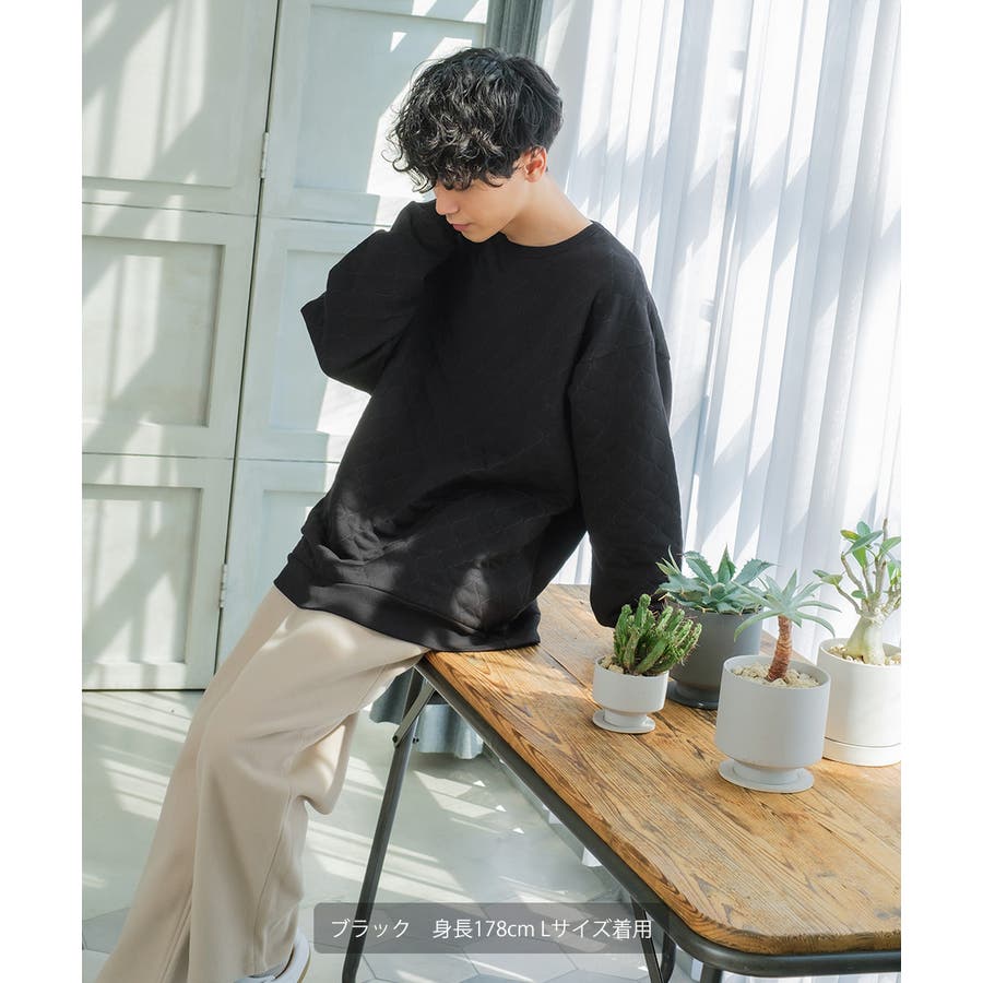 キルティングスウェットトレーナー メンズ ウェーブキルト[品番